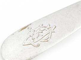 13 latos antik ezüst teáskanál, Kolozsvár ?,Szathmári György, 1800-1830. 65 g 22 cm