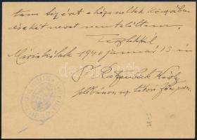 1940 Máriakálnok, Dr. Ratzenböck Károly plébános, ny. tábori főesperes saját kezűleg megírt levelező...