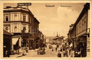 1913 Kolozsvár, Cluj; Wesselényi utca, Pannonia szálloda, üzletek / street view, hotel, shops (EK)