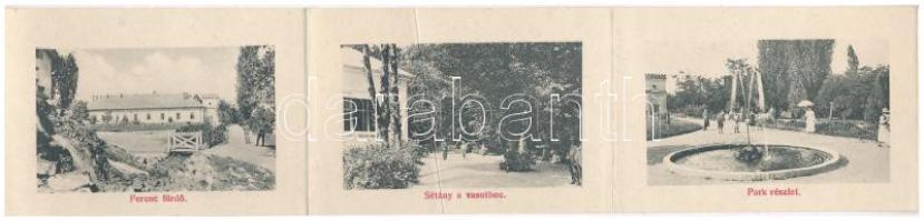 1913 Félixfürdő, Baile Felix; Hőforrás. Leporellolap 10 képpel: vasútállomás, Amerikai szálloda, Ven...