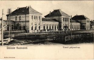 1906 Szatmárnémeti, Szatmár, Satu Mare; Vasúti pályaudvar, vasútállomás. Hollósi felvétele. L.D.F. 142. / railway station (EK)