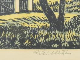 Réti Mátyás (1922-2002): Zsámbék. Linómetszet, papír. Jelzett, számozott: 30/100. Üvegezett fakeretb...