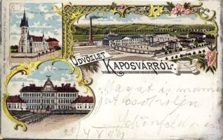 1899 Kaposvár főgimnázium és cukorgyár litho (EK)
