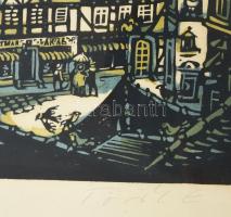 Török Endre (1926-1980): Marburg. Linómetszet, papír, jelzett. Számozott (37/100). Üvegezett fakeret...