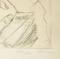 Varga Imre (1923-): Psalmus. Rézkarc, papír, jelzett, számozott (50/100), üvegezett fakeretben, 39x2...