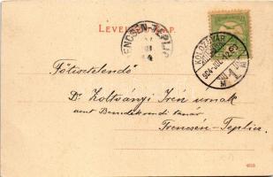 1904 Kolozsvár, Cluj; Mátyás király tér, Reményik L. és fiai, Jeney Lajos, Böckel üzlete / square, s...