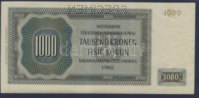 Német 3. Birodalom/Cseh-Morva Protektorátus 1942. 1000K "Specimen" lyukasztással T:I-