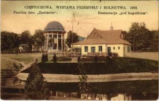 1909 Czestochowa, Wystawa Przemyslu i Rolnictwa 1909, Pawillon fabr. Zawiercie, Restauracja pod kogutkiem / Industry and Agriculture Exhibition, factory pavilion, restaurant (EK)