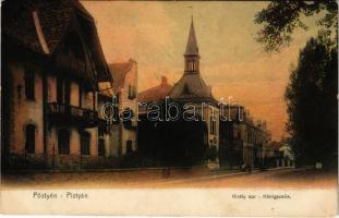 1909 Pöstyén-fürdő, Kúpele Piestany; Király sor. Kiadja Künzler / Königszeile / street view, villas