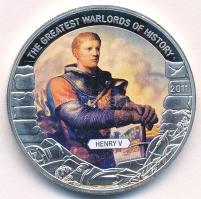 Libéria 2011. 5D ezüstözött Cu "Nagy Hadvezérek - V. Henrik" multicolor festéssel, kapszulában, tanúsítvánnyal T:PP  Liberia 2011. 5 Dollars silver plated Cu "The Greatest Warlords of History - Henry V" with multicolor picture, in capsule with certificate C:PP