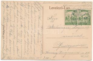 1918 Pöstyén-fürdő, Kúpele Piestany; Ékkeli szállás idegeneknek. Humoros montázs. Kiadja Kohn Bernát...