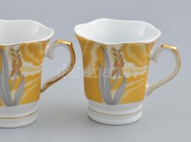 Kínai porcelán hatszemélyes kávés készlet (6-6 db csésze és alj). Matricás, jelzett, kisebb kopásnyo...