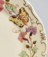 11 darabos Zsolnay pillangó mintás süteményes készlet. Kézzel festett, jelzett, kevés mázrepedéssel