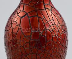 Zsolnay ökörvér mázas repesztett mázas váza jelzett, restaurált 28 cm