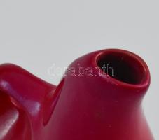 Zsolnay ökörvér mázas madár-váza, jelzett, gyári tűzrepedéssel 14 cm