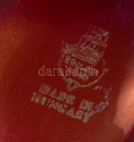 Zsolnay ökörvér mázas madár-váza, jelzett, gyári tűzrepedéssel 14 cm