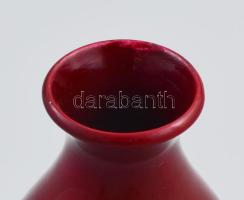 Zsolnay ökörvér mázas madár-váza, jelzett, száján kis kopással 13 cm