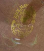 Zsolnay Pécs fali tálka, eozin mázas, jelzett, kopott, d: 11 cm