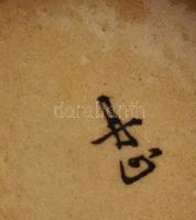 Japán váza, majmos dekorral. Kézzel festett, mázas kerámia Mondal? jelzéssel 34 cm