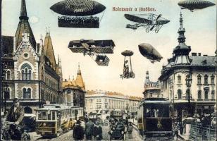 Kolozsvár in the future with trams, zeppelins, airplanes, automobiles and pharmacy (EK)