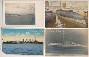 4 db RÉGI hadihajós és haditengerészeti képeslap vegyes minőségben / 4 pre-1945 Navy and warship postcards in mixed quality