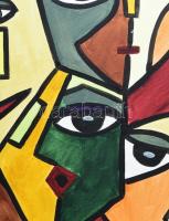 Forray Nóry (1968-): Pletykás társaság. Olaj, vászon, jelezve balra lent, hátoldalán autográf felira...