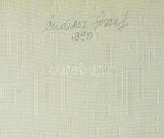 Endrész József (1928-): Virágok közt, 1990. Vegyes technika, vászon, jelzett. Üvegezett fakeretben. ...