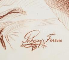 Olvashatatlan (Patnay Ferenc?) jelzéssel: Női arckép. Kréta, papír. Üvegezett fakeretben. 38x26,5 cm