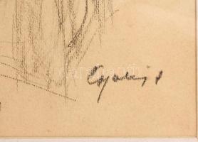 Olvashatatlan (Csabai?) jelzéssel: Női akt. Szén, papír. Üvegezett fakeretben. 43×30 cm