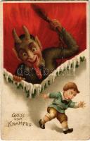 1935 Gruss vom Krampus / Krampusz üdvözlet. litho (r)