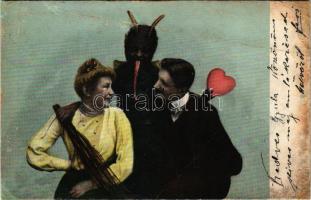 1904 Krampusz és szerelmes pár / Krampus with love couple (r)