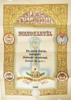 1908-1924 Budapesti Férfi-Szabók Ipartestülete tagsági könyv, benne rengeteg bélyeggel (6 oldalon), ...