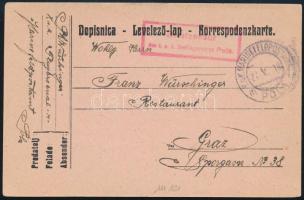 1918 Tábori posta levelezőlap "K.u.k. Seefliegerkorps Pola"