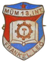 ~1970-1980. "MÜM 13. INT. Frankel Leó" zománcozott bronz jelvény (31x23mm) T:XF