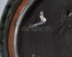 Ikebana váza. Mázas kerámia, jelzett, hibátlan d: 17 cm