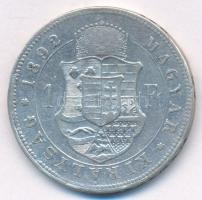 1892KB 1Ft Ag "Ferenc József / Barokk címer" T:XF,VF ph, kis karc 
Adamo M15