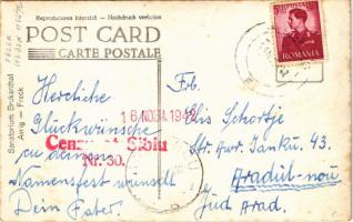 1942 Felek, Freck, Avrig; Sanatorium Brukenthal / szanatórium / sanatorium + "Cenzurat Sibiu Nr...