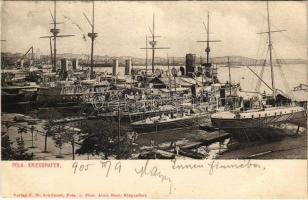 1905 Pola, Kriegshafen. K.u.K. Kriegsmarine. Verlag F. W. Schrinner. Phot. Alois Beer / Austro-Hungarian Navy, naval base in Pula, SMS Pelikan minelayer