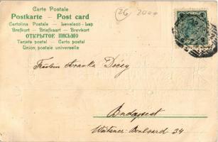 Fröhliche Weihnachten / Christmas greeting art postcard with Saint Nicholas. Art Nouveau, golden, li...