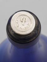 Kék hutaüveg flaska. Szakított, gyógyszertári? hibátlan, 21 cm