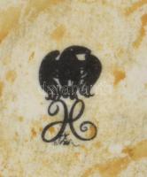 Hollóházi Szász Endre által tervezett porcelán plakett, Matricás, jelzett, hibátlan 3,5x6 cm