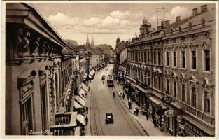 1939 Zagreb, Ilica, Pokuctvo / street, automobile, trams, shops (EK)