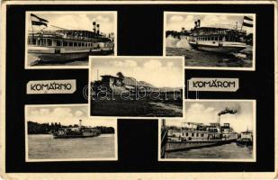 1939 Komárom, Komárno; "Erzsébet királyné" gőzhajó, híd / steamship, bridge (EK)