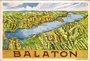 Balaton, térkép. Duna-Száva-Adria Vasúttársaság kiadása. Klösz Gy. és Fia grafikai műintézet (Rb)