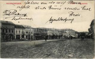 1912 Szászrégen, Sächsisch Regen, Reghin; Fő tér, Lazar Blum, Willmann Imre üzlete. Bischitz I. kiadása / main square, shops (fl)