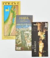 Izrael, Haifa és Jeruzsálem térképe, 3 db / Israel, Haifa and Jerusalem maps, 3 pcs