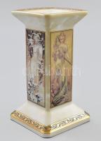 Goebel Alphonse Mucha dekorral díszített porcelán gyertyatartó. Levonóképes, jelzett, hibátlan, kis ...