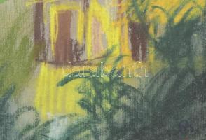 Olvashatatlan (AB?) jelzéssel: Táj házakkal. Pasztell, papír. Üvegezett, dekoratív, kissé sérült fak...