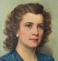 Kövesdy Géza (1887-1950): Szász Imréné, szül. Molnár Loncy portréja, 1942. Olaj, vászon, jelezve job...