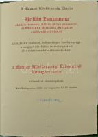 1991. "A Magyar Köztársasági Érdemrend lovagkeresztje, polgári tagozat" zománcozott, arany...